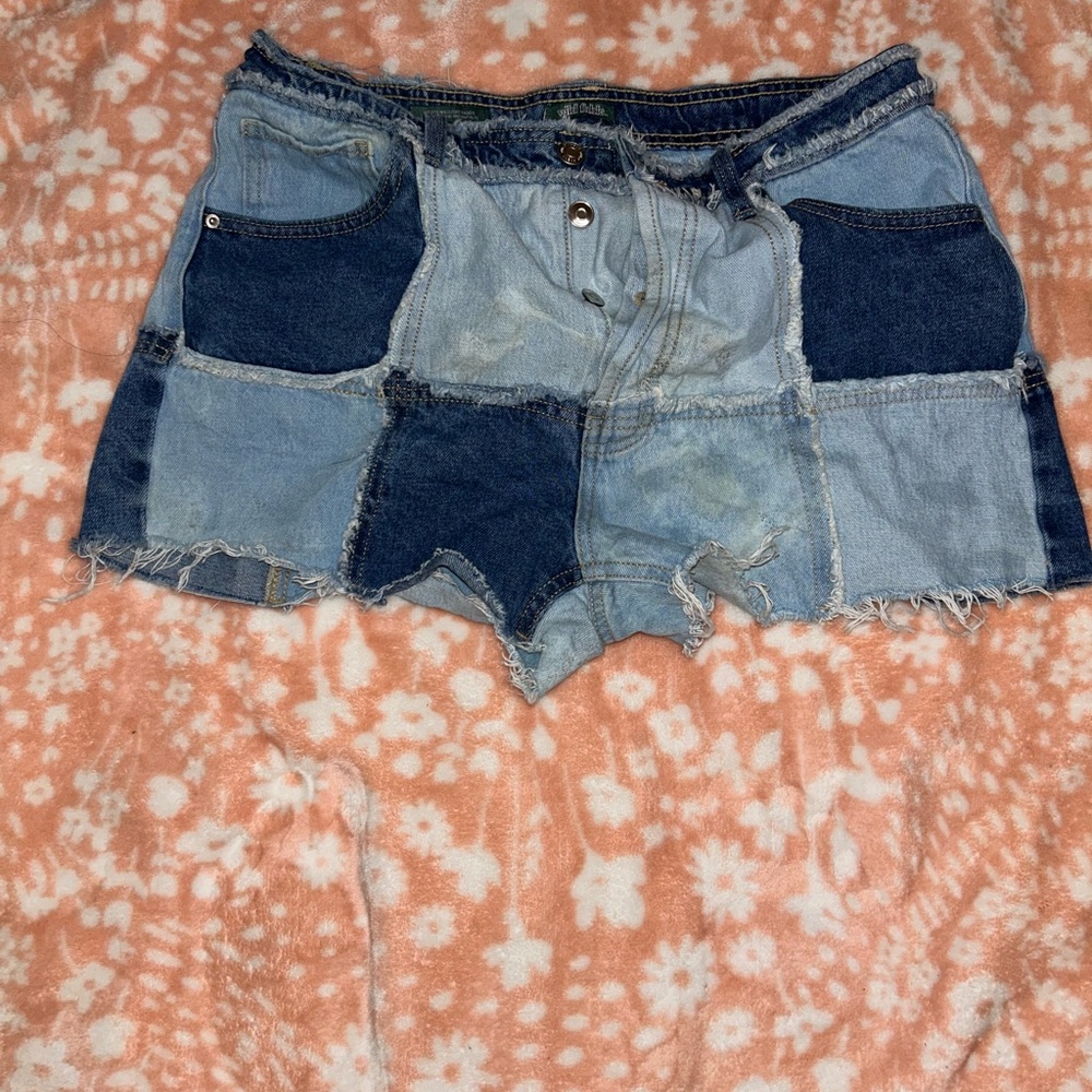Patchwork Denim Women's Shorts